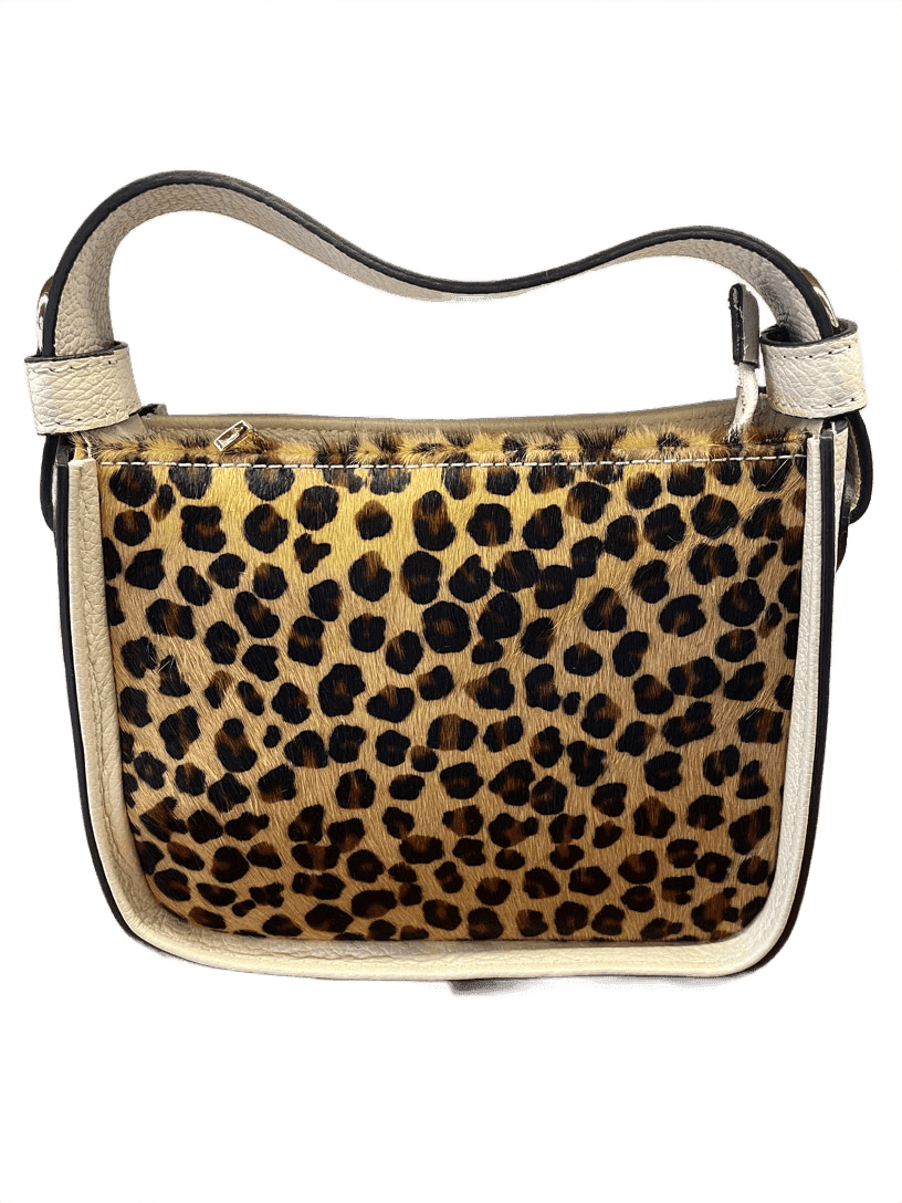 Massimiliano Incas Genuine Leather Dual face off-white and leopard print mini bag view 1
